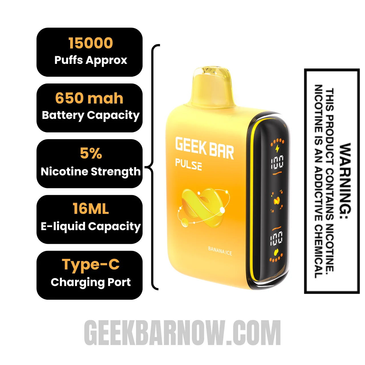 BananaIce Geek Bar Pulse Disposable Vape Specifications BananaIce Geek Bar Pulse Disposable Vape Specifications