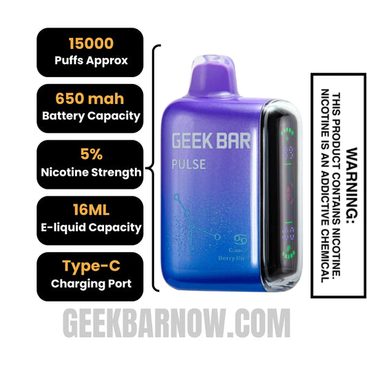 Berry Bliss Geek Bar Pulse Vape (Cancer) Specifications Berry Bliss Geek Bar Pulse Vape (Cancer) Specifications