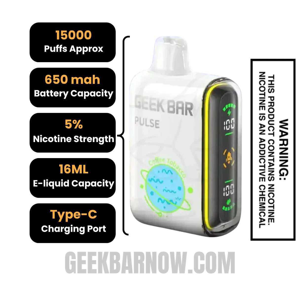 Coffee Tobacco Geek Bar Pulse Vape Specifications Coffee Tobacco Geek Bar Pulse Vape Specifications