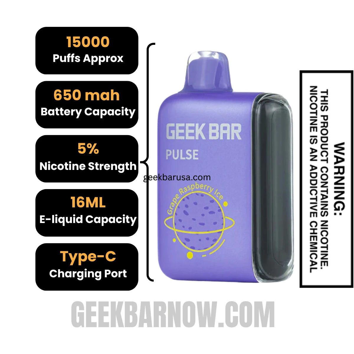 Grape Raspberry Ice Geek Bar Pulse Vape Specification Grape Raspberry Ice Geek Bar Pulse Vape Specification