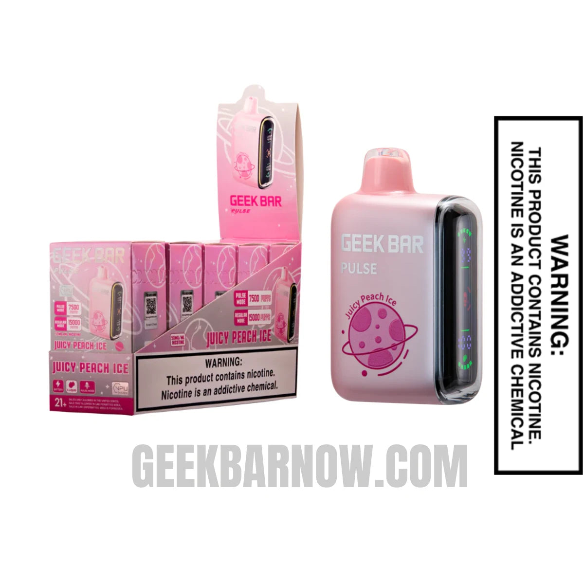 Juicy Peach Ice Geek Bar Pulse Vape With Bundle Pack Juicy Peach Ice Geek Bar Pulse Vape With Bundle Pack