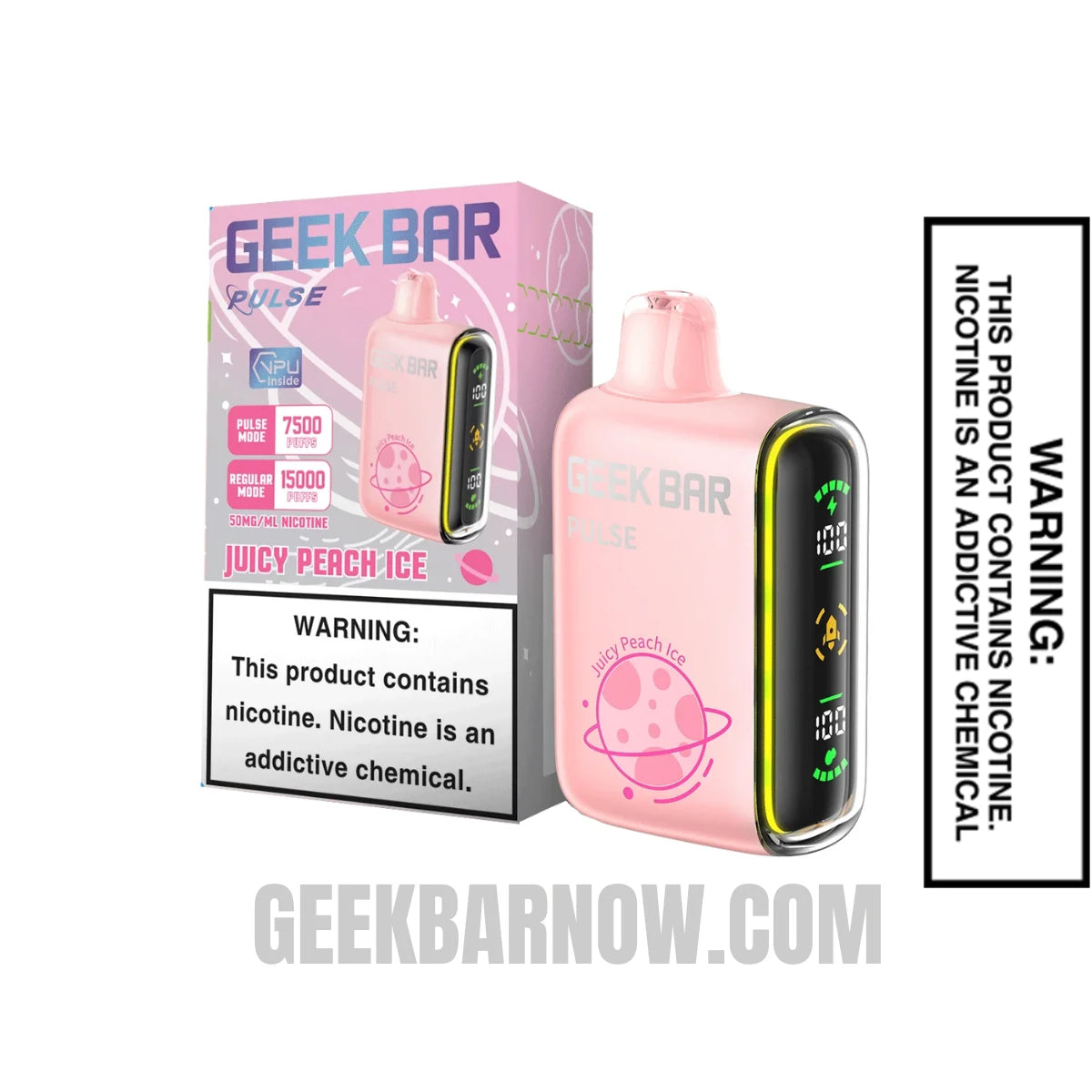 Juicy Peach Ice Geek Bar Pulse Vape With Package Box Juicy Peach Ice Geek Bar Pulse Vape With Package Box