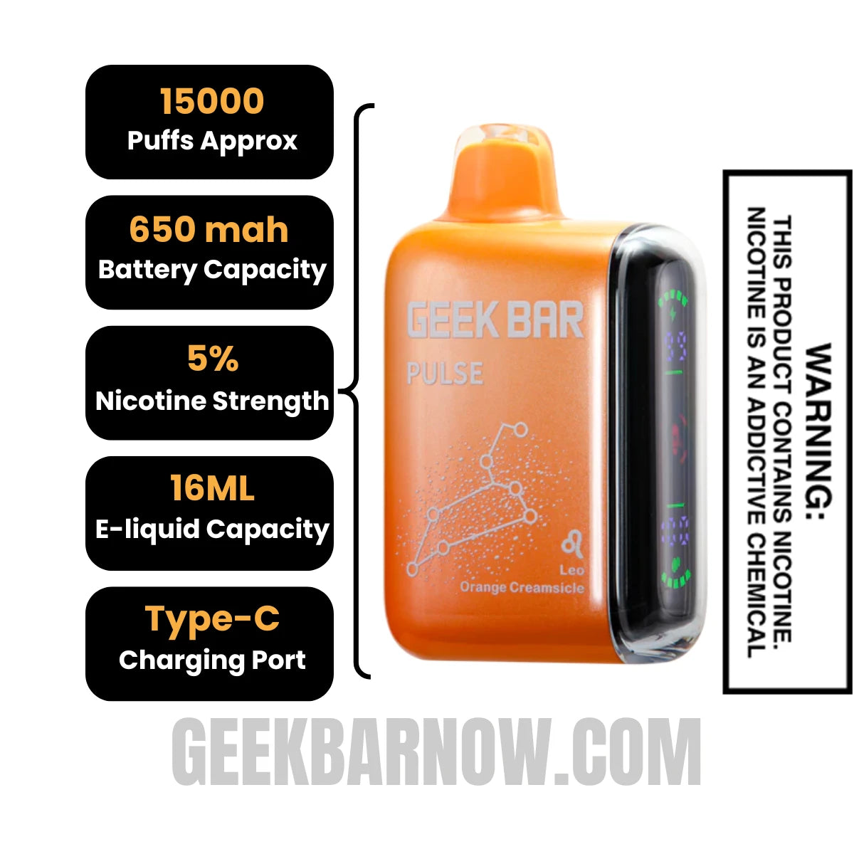 Leo Orange Creamsicle Geek Bar Pulse Vape Specification Leo Orange Creamsicle Geek Bar Pulse Vape Specification
