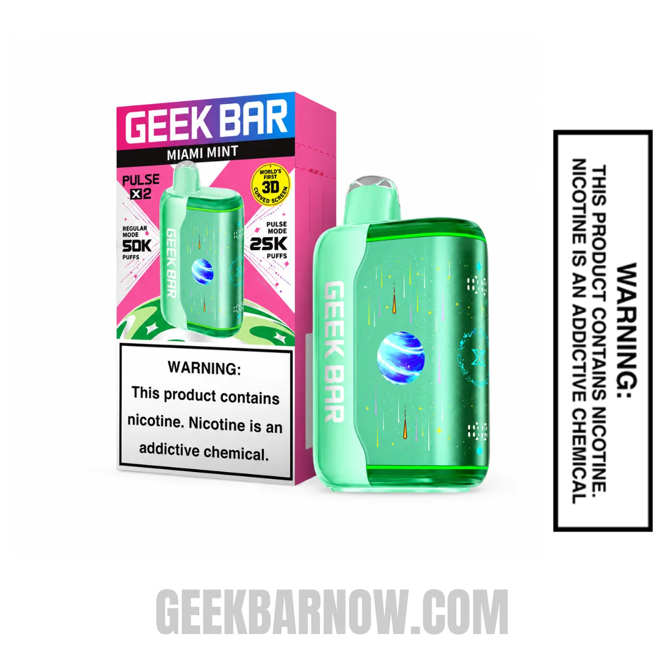 Miami Mint Geek Bar Pulse X2 Disposable Vape with Package Box Miami Mint Geek Bar Pulse X2 Disposable Vape with Package Box