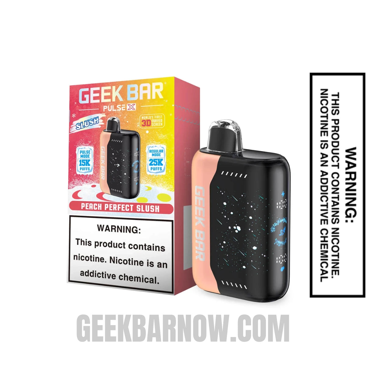 Peach Perfect Slush Geek Bar Pulse X Vape With Package Box Peach Perfect Slush Geek Bar Pulse X Vape With Package Box
