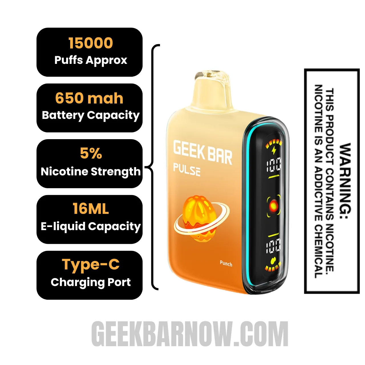 Punch Geek Bar Pulse Disposable Vape Specifications Punch Geek Bar Pulse Disposable Vape Specifications