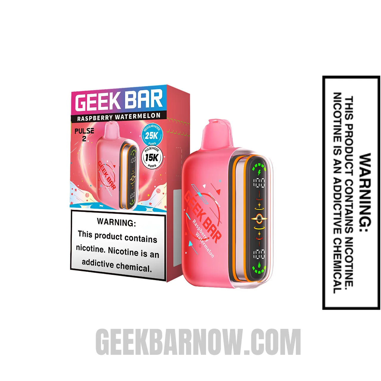 Raspberry Watermelon Geek Bar Pulse 2 Disposable Vape with Package Box Raspberry Watermelon Geek Bar Pulse 2 Disposable Vape with Package Box