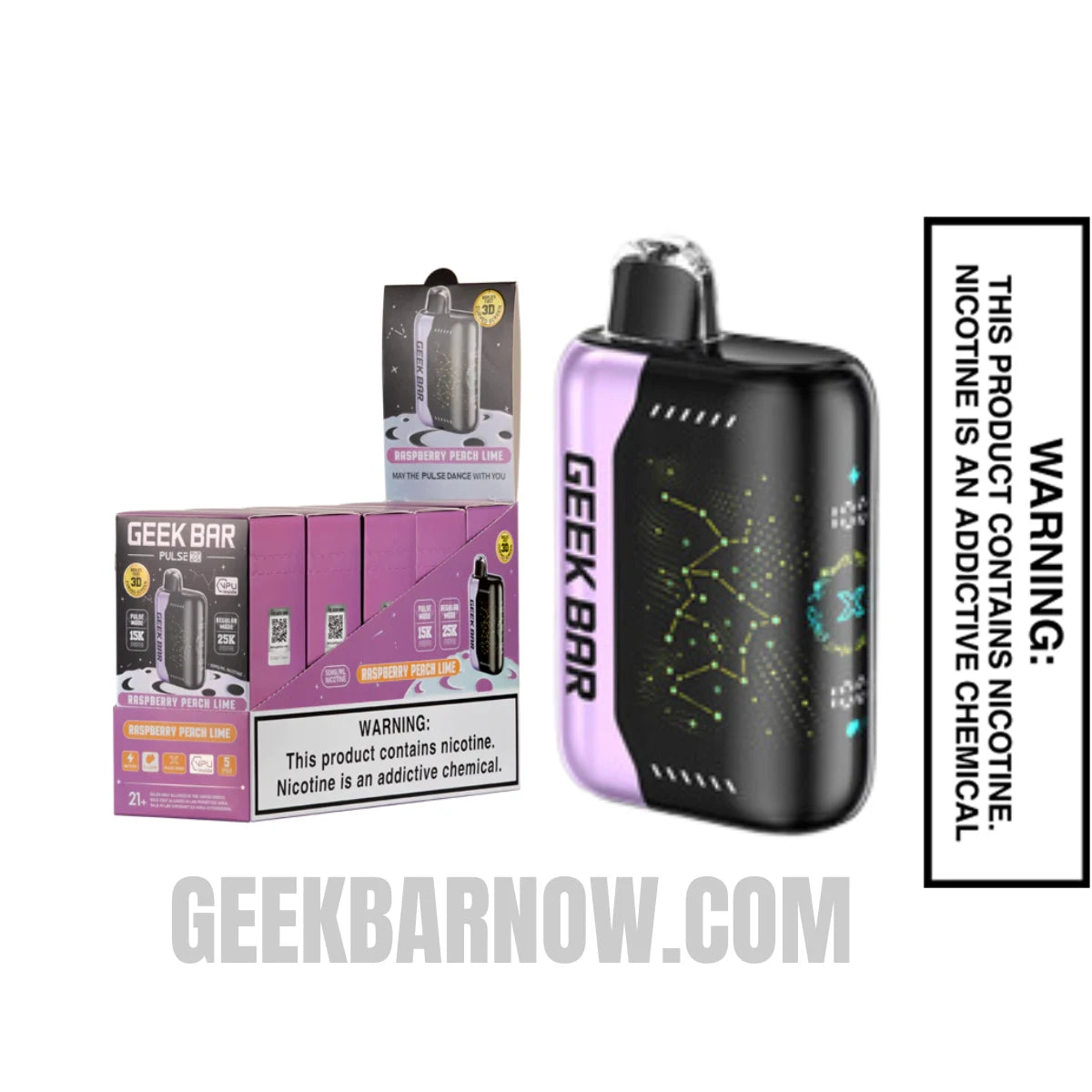 Raspberry Peach Lime Geek Bar Pulse X Vape With Bundle Pack Raspberry Peach Lime Geek Bar Pulse X Vape With Bundle Pack