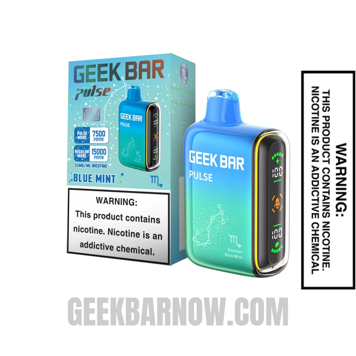 Scorpio Blue Mint Geek Bar Pulse Vape With Package Box Scorpio Blue Mint Geek Bar Pulse Vape With Package Box