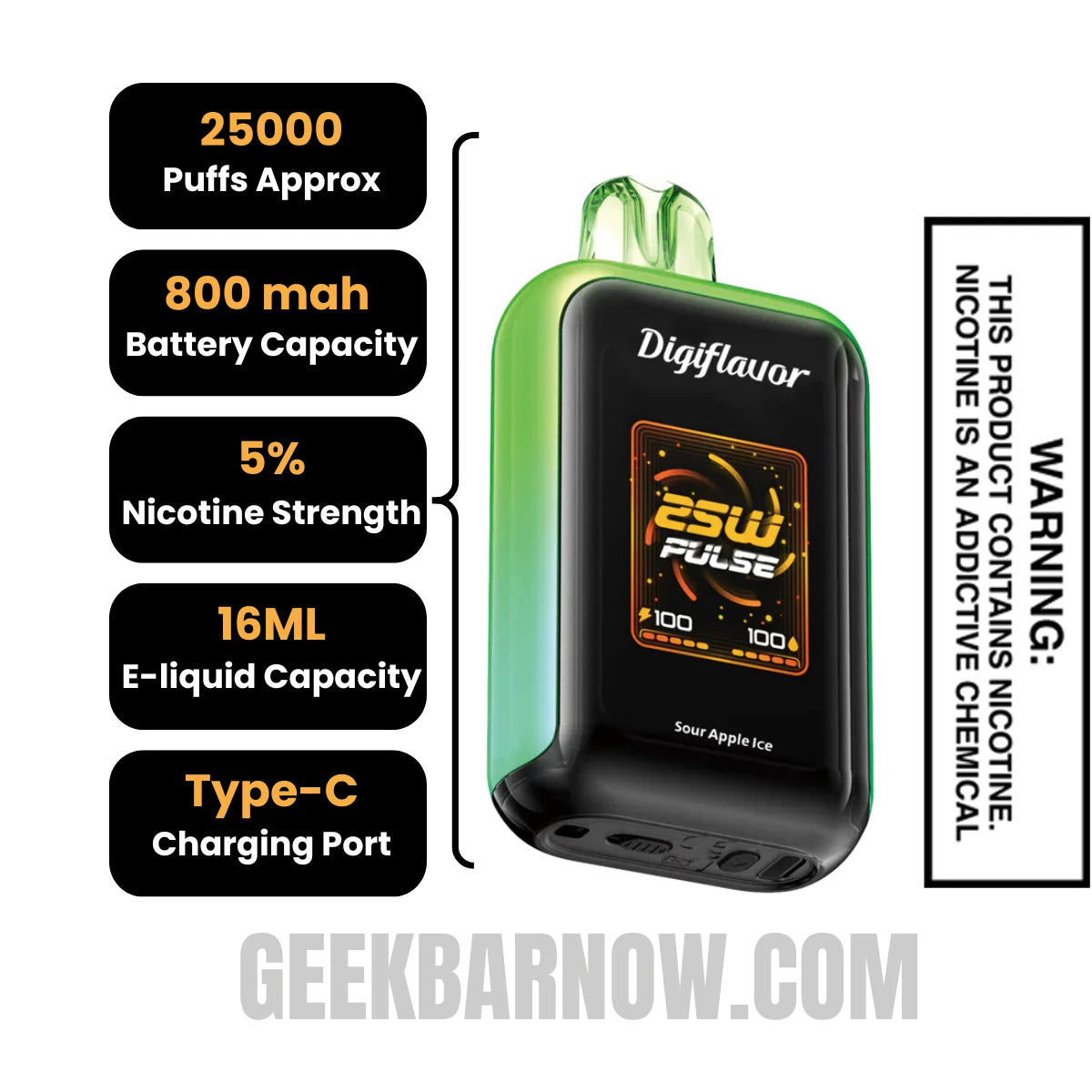 Sour Apple Ice Digiflavor SKY Disposable Vape Specifications Sour Apple Ice Digiflavor SKY Disposable Vape Specifications