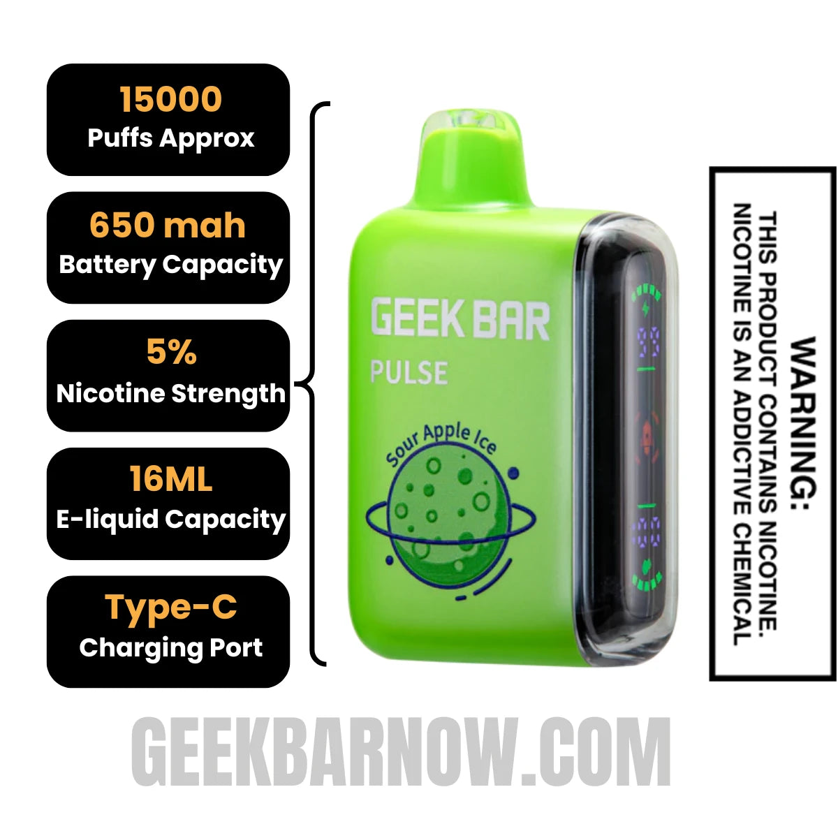 Sour Apple Ice Geek Bar Pulse Vape Specification Sour Apple Ice Geek Bar Pulse Vape Specification