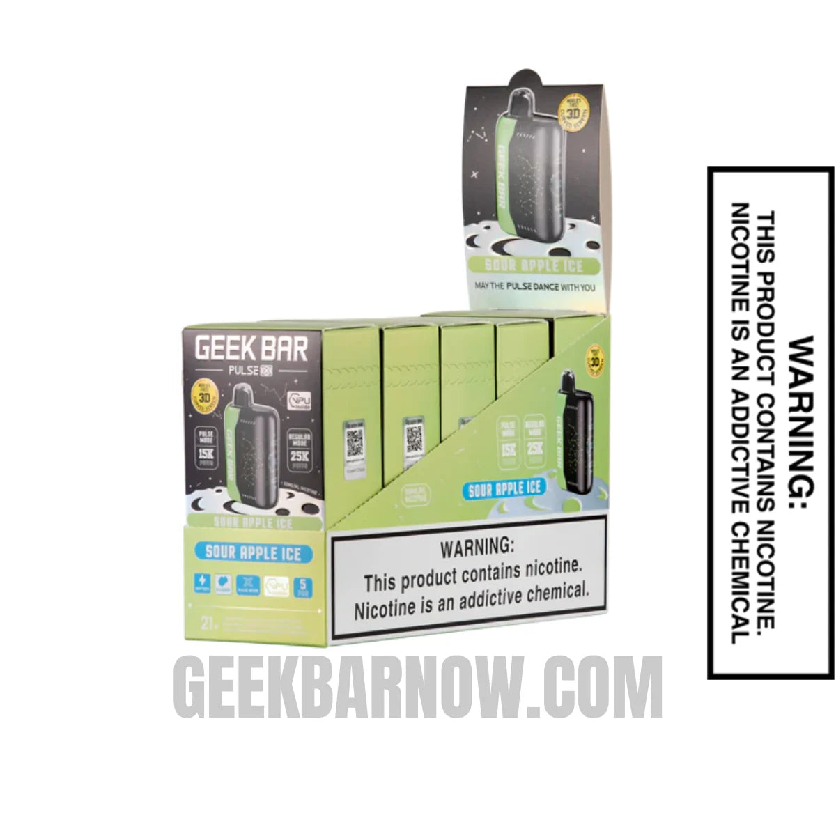 Sour Apple Ice Geek Bar Pulse X Zero Nicotine Vape With Bundle Pack Sour Apple Ice Geek Bar Pulse X Zero Nicotine Vape With Bundle Pack