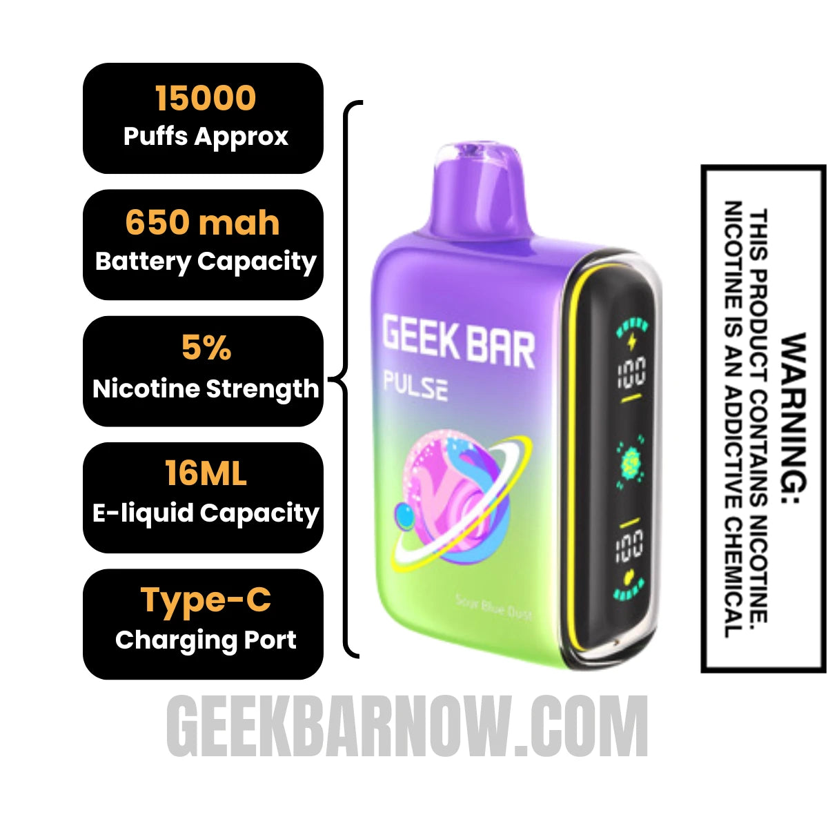 Sour Blue Dust Geek Bar Pulse Vape Specifications Sour Blue Dust Geek Bar Pulse Vape Specifications