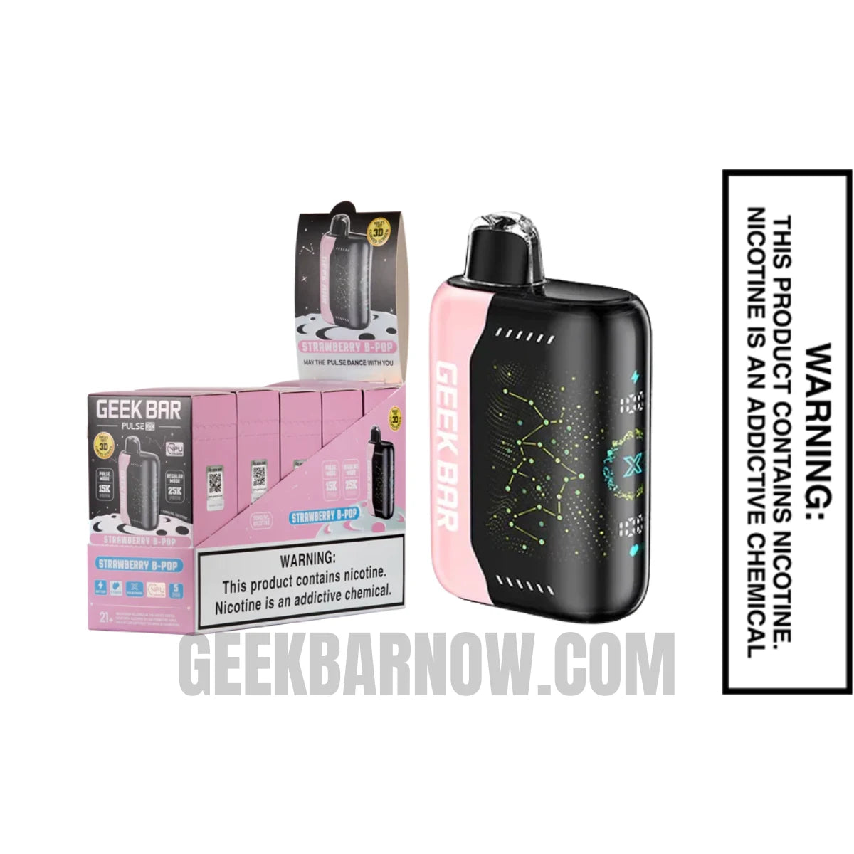 Strawberry B-Pop Geek Bar Pulse X Vape with Bundle Pack Strawberry B-Pop Geek Bar Pulse X Vape with Bundle Pack