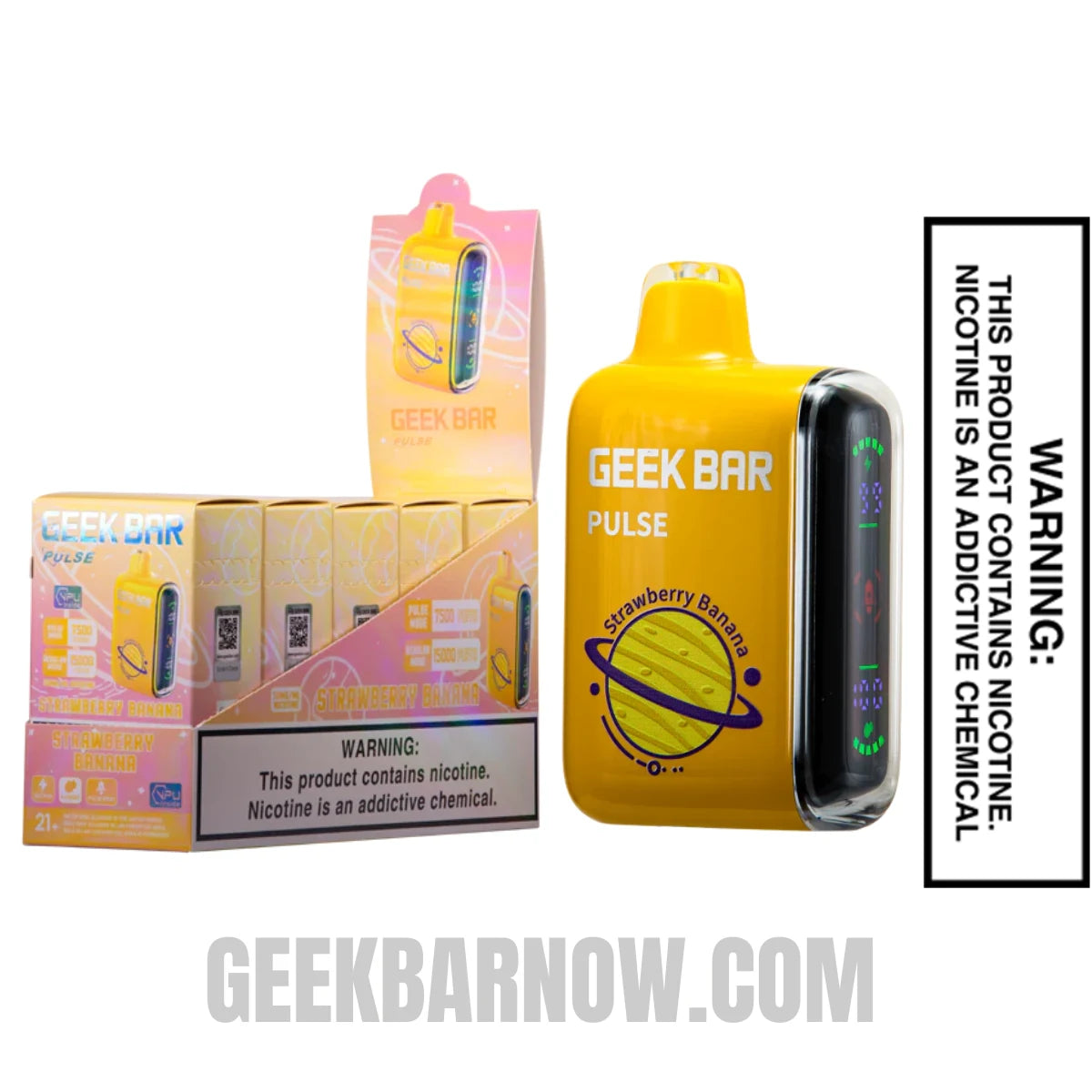 Strawberry Banana Geek Bar Pulse Vape With Bundle Pack Strawberry Banana Geek Bar Pulse Vape With Bundle Pack