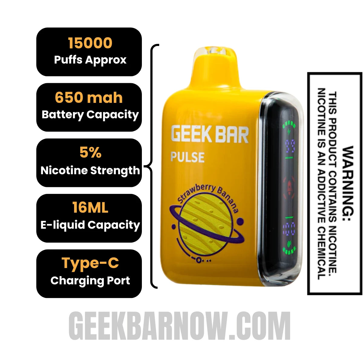 Strawberry Banana Geek Bar Pulse Vape Specification Strawberry Banana Geek Bar Pulse Vape Specification