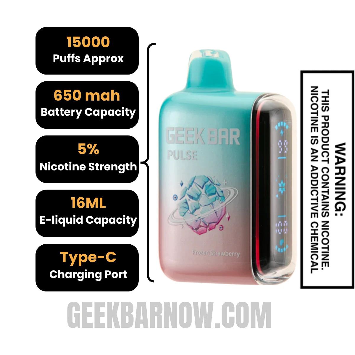 Strawberry Geek Bar Pulse Frozen Edition Vape Specification Strawberry Geek Bar Pulse Frozen Edition Vape Specification