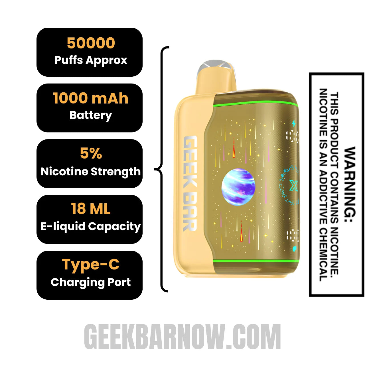 Banana Taffy Freeze Geek Bar Pulse X2 Disposable Vape Specifications