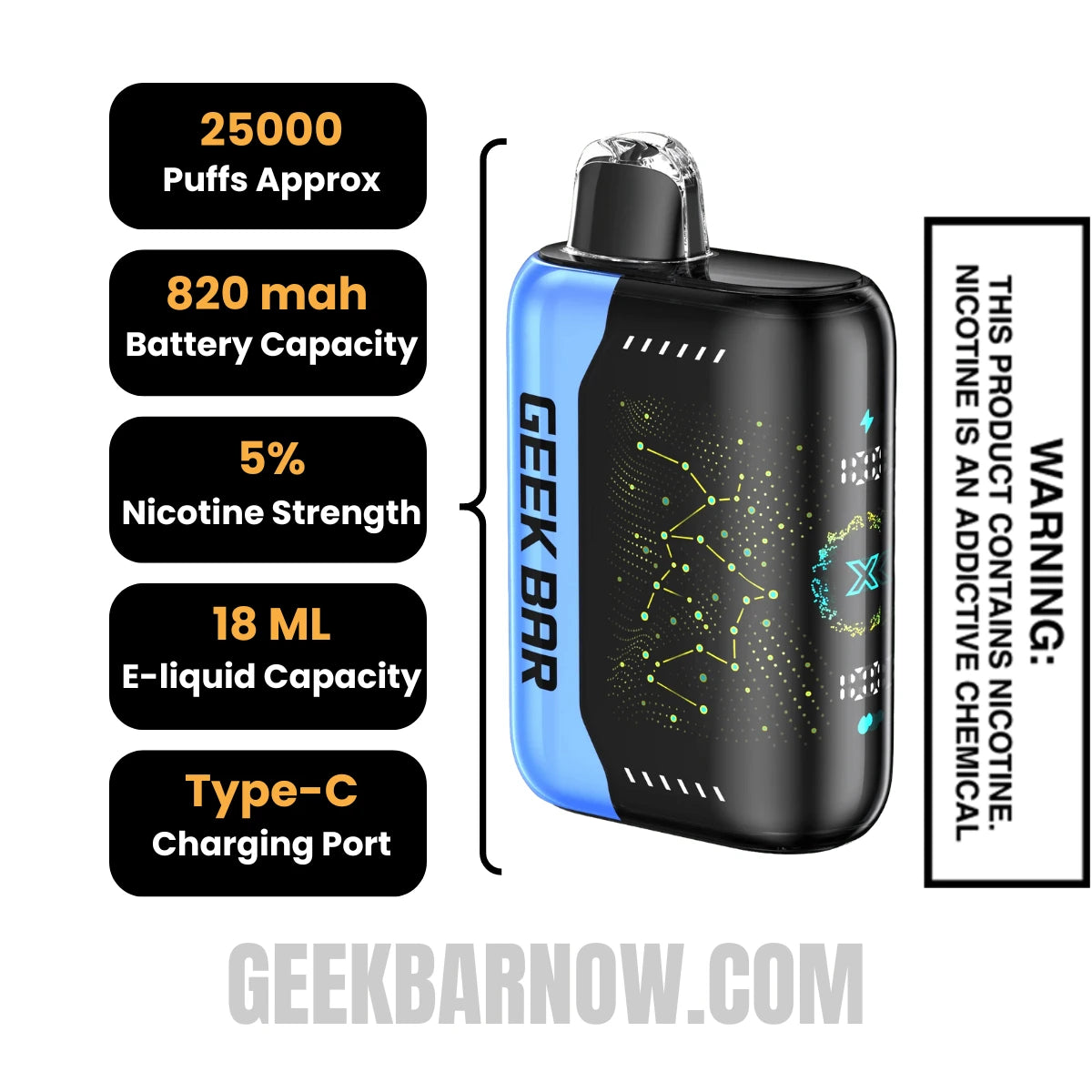 Blackberry BlueBerry Geek Bar Pulse X Vape Specifications