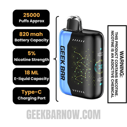 Blackberry BlueBerry Geek Bar Pulse X Vape Specifications