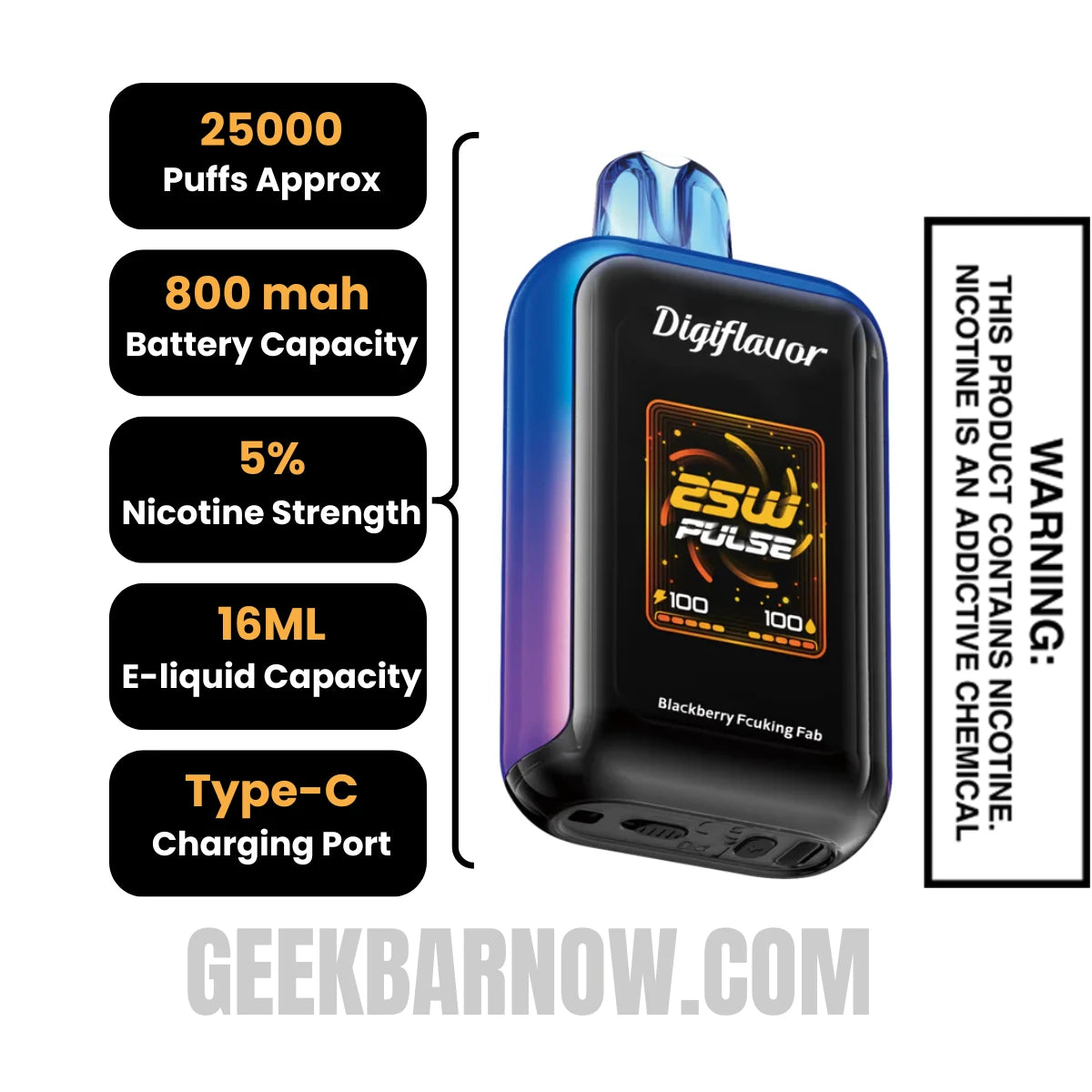 Blackberry Fcuking Fab Digiflavor SKY Disposable Vape Specifications
