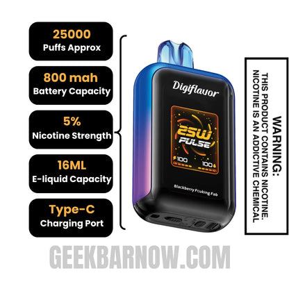 Blackberry Fcuking Fab Digiflavor SKY Disposable Vape Specifications