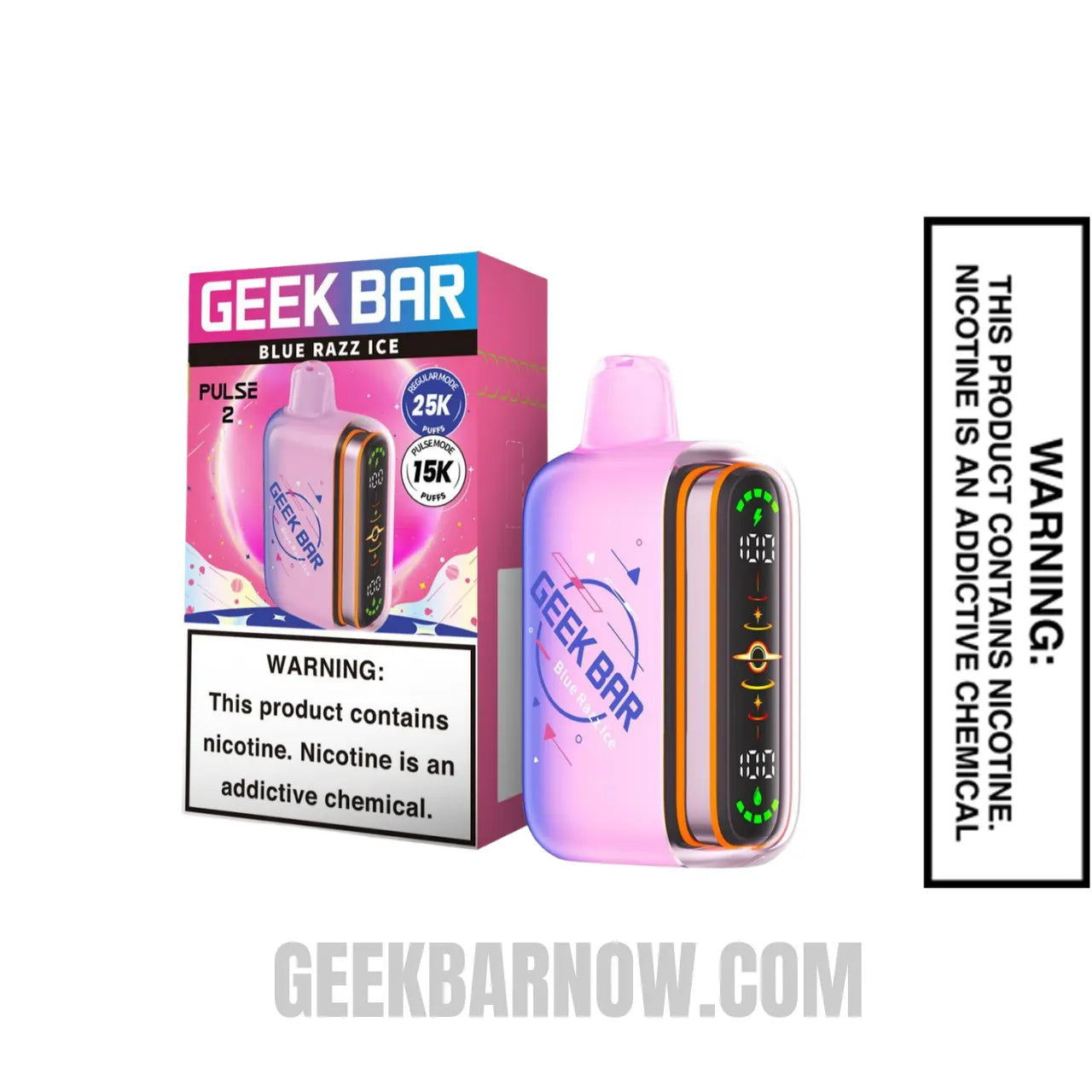 Blue Razz Ice Geek Bar Pulse 2 Disposable Vape with Package Box