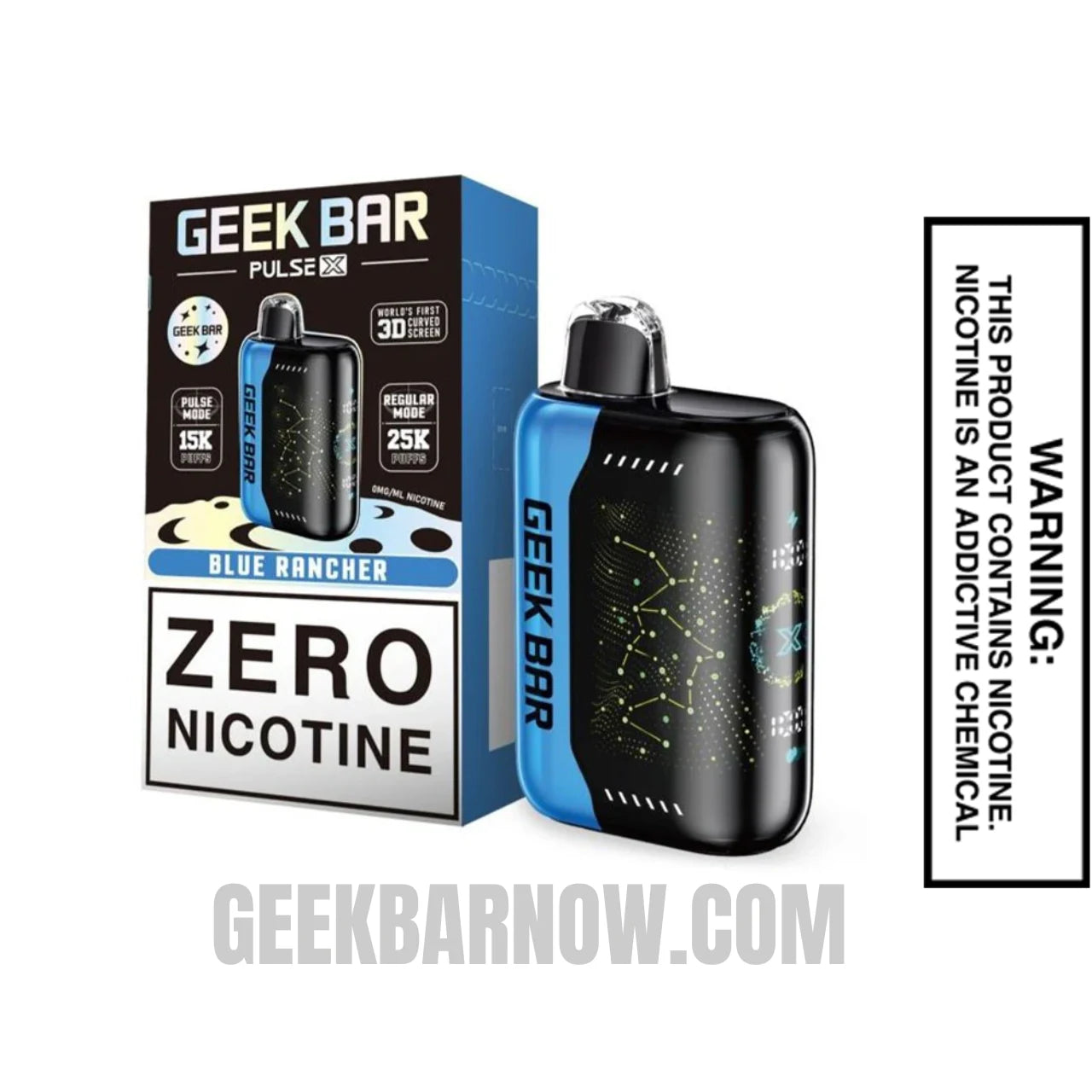 Blue Rancher Geek Bar Pulse X Zero Nicotine Vape With Package Box