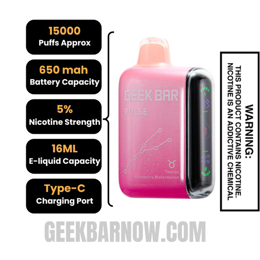 Blueberry Watermelon Geek Bar Pulse Vape (Taurus) Specifications