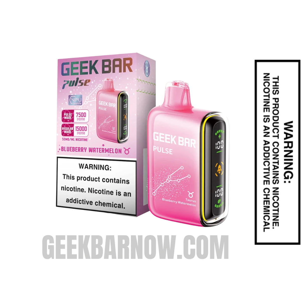 Blueberry Watermelon Geek Bar Pulse Vape (Taurus) With Package Box
