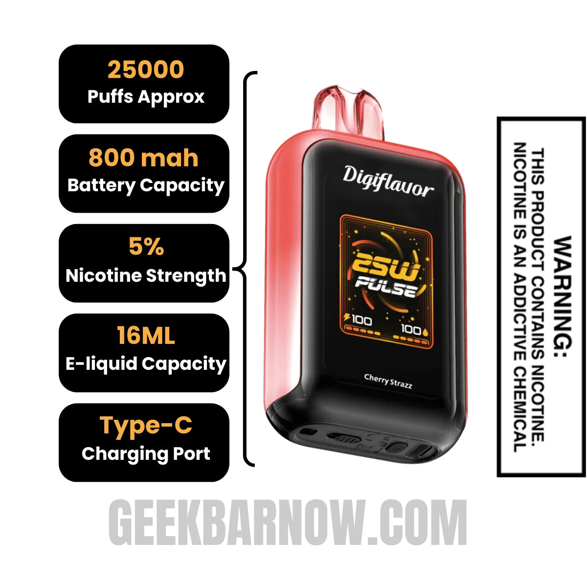 Cherry Strazz Digiflavor SKY Disposable Vape Specifications