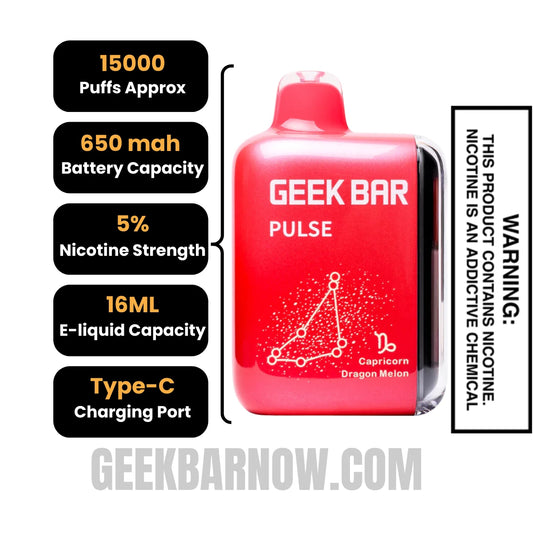 Dragon Melon Geek Bar Pulse Vape (Capricorn) Specifications 