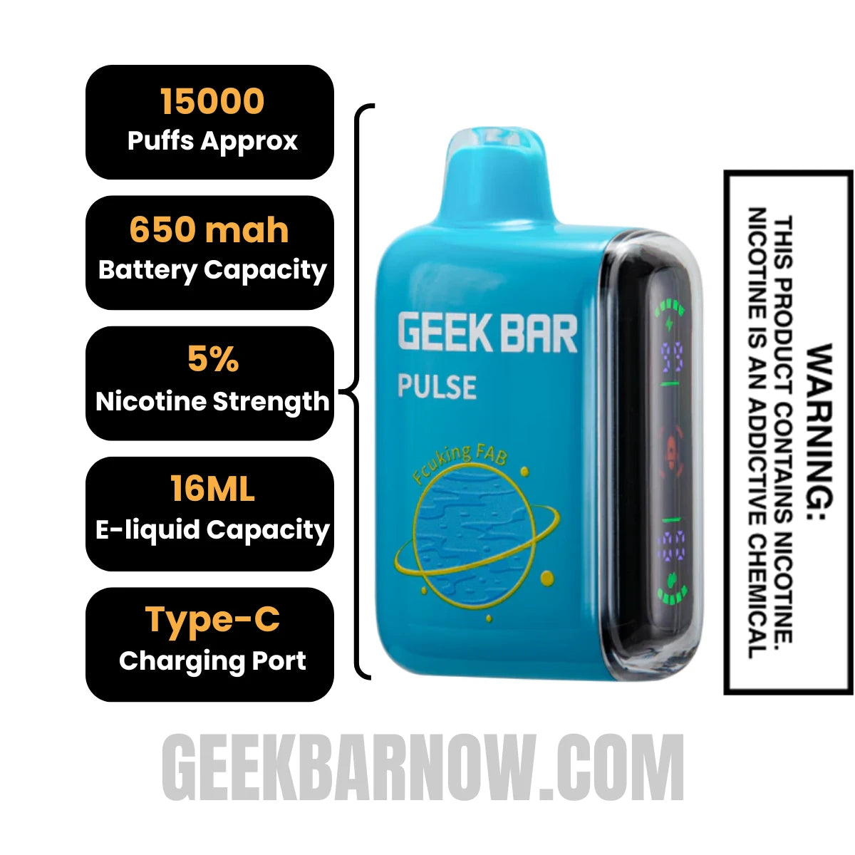 Fcuking FAB Geek Bar Pulse Vape Specification 