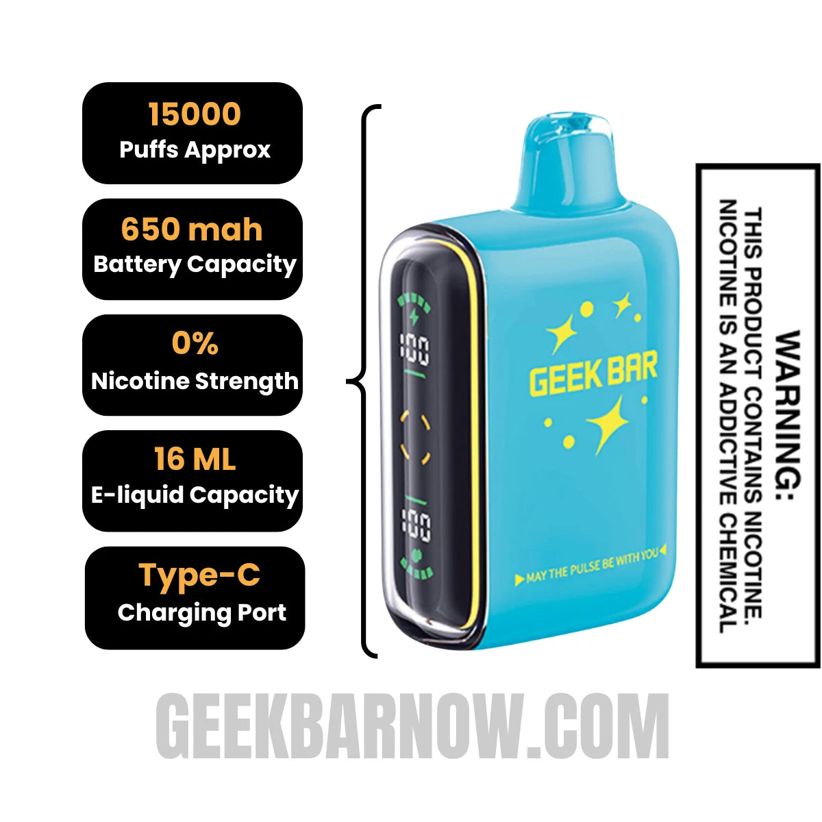 Fcuking Fab Geek Bar Pulse Zero Nicotine Vape Specifications