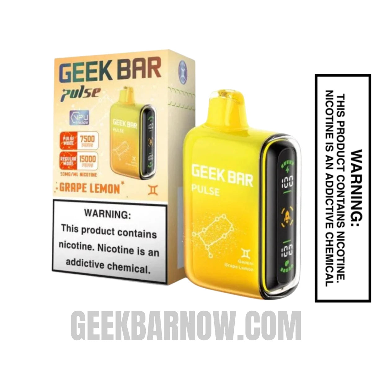 Gemini Grape Lemon Geek Bar Pulse Vape With Package Box