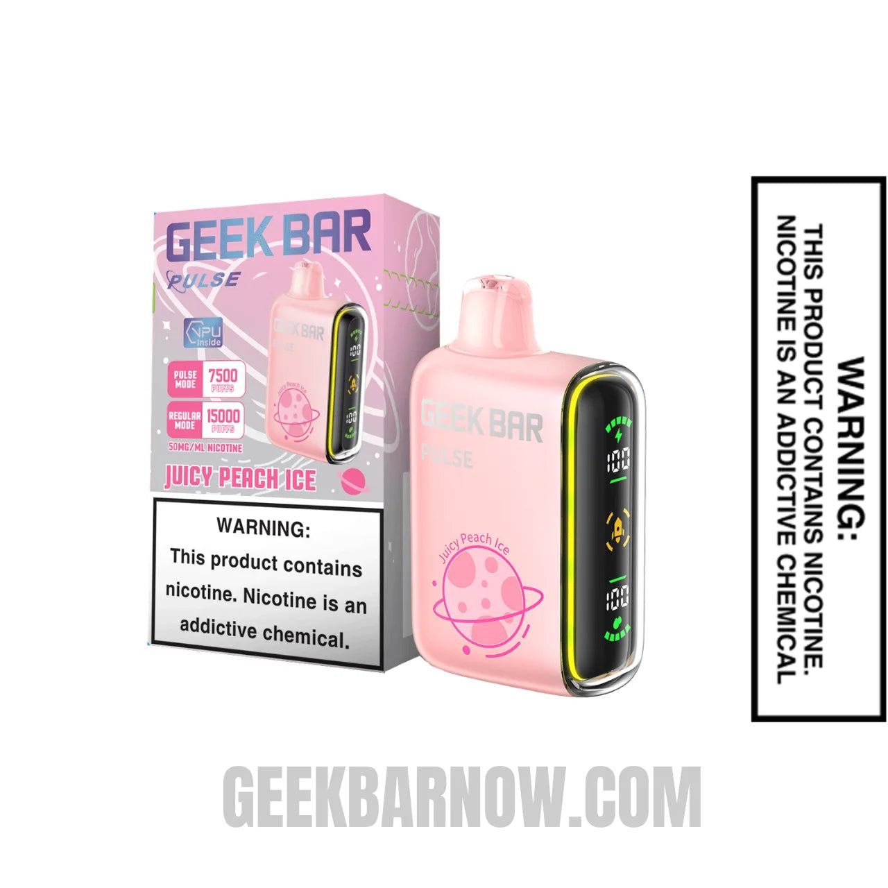 Juicy Peach Ice Geek Bar Pulse 2 Disposable Vape with Package Box