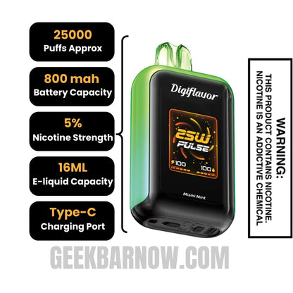 Miami Mint Digiflavor SKY Disposable Vape Specifications