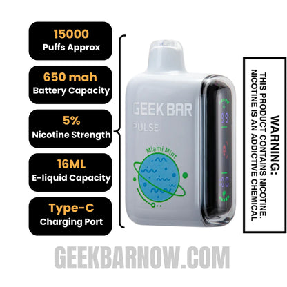 Miami Mint Geek Bar Pulse Vape Specification