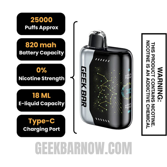 Miami Mint Geek Bar Pulse X Zero Nicotine Vape Specifications