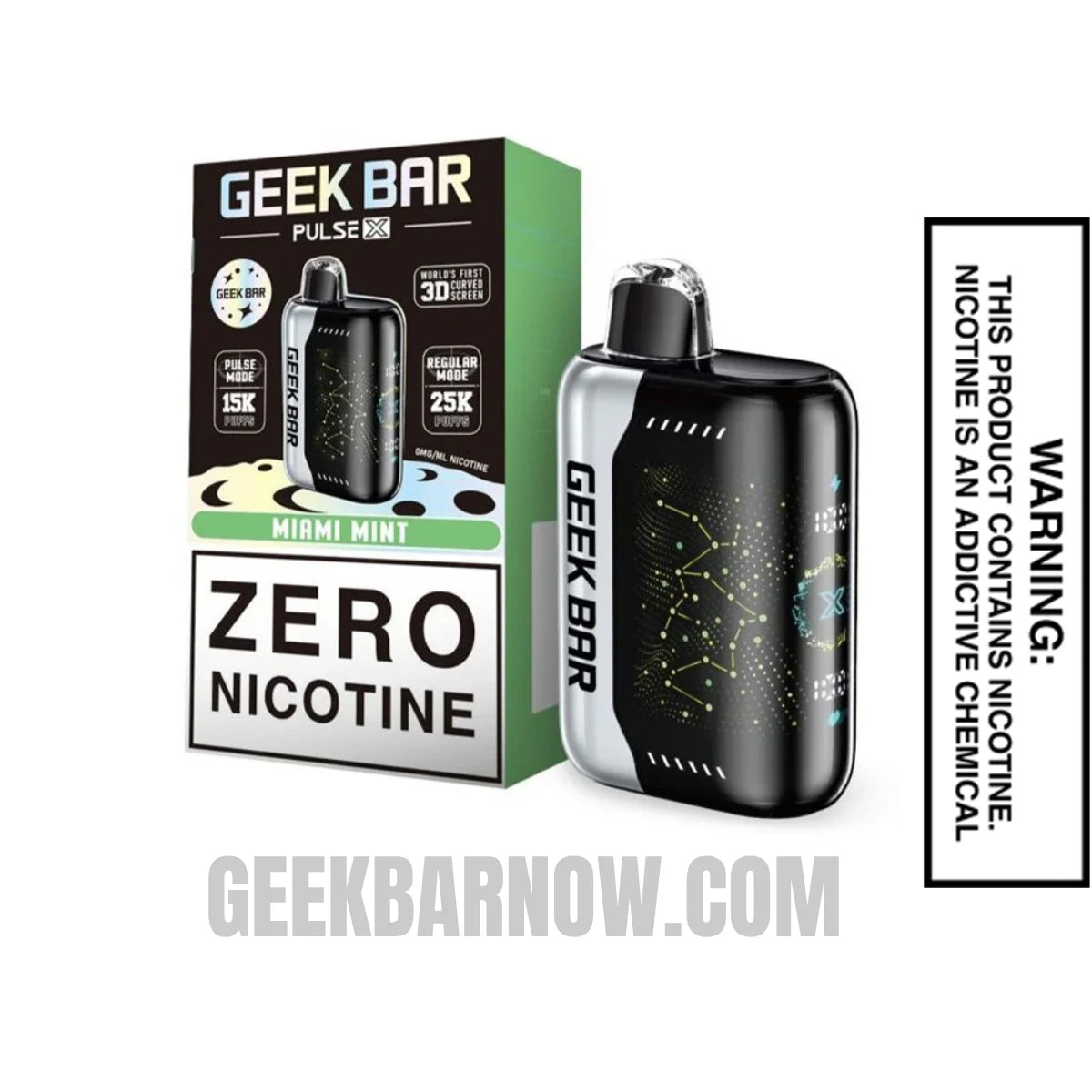 Miami Mint Geek Bar Pulse X Zero Nicotine Vape With Package Box