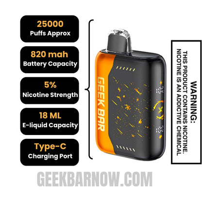Orange Jam Geek Bar Pulse X Jam Edition Vape Specifications