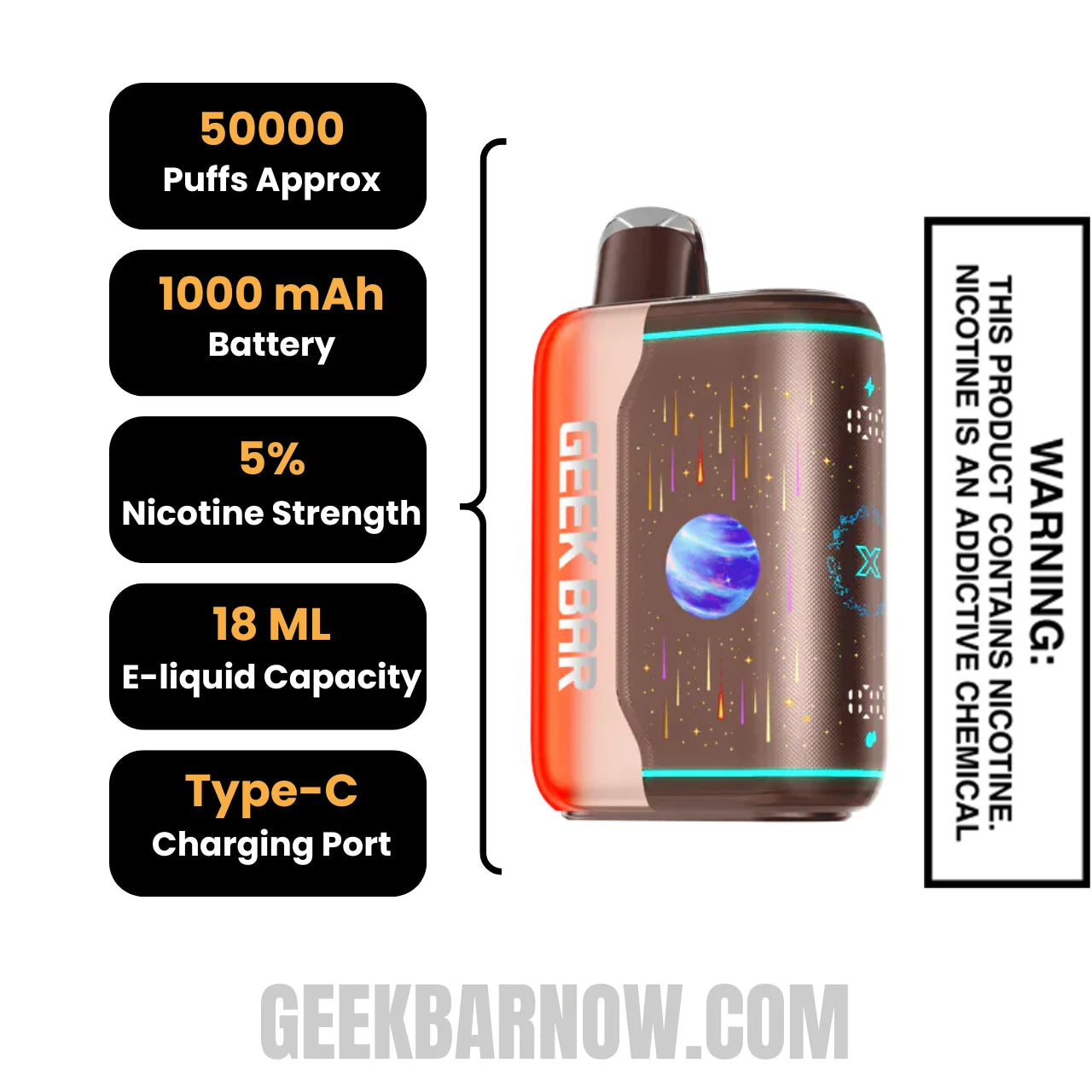 Peach Bull Geek Bar Pulse X2 Disposable Vape Specifications