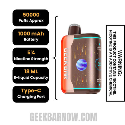 Peach Bull Geek Bar Pulse X2 Disposable Vape Specifications