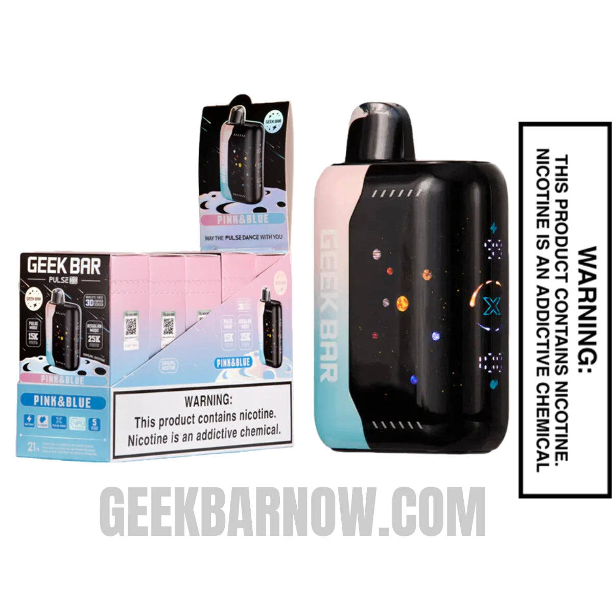 Pink & Blue Geek Bar Pulse X Vape With Bundle Pack