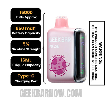 Pink Lemonade Geek Bar Pulse Vape Specification