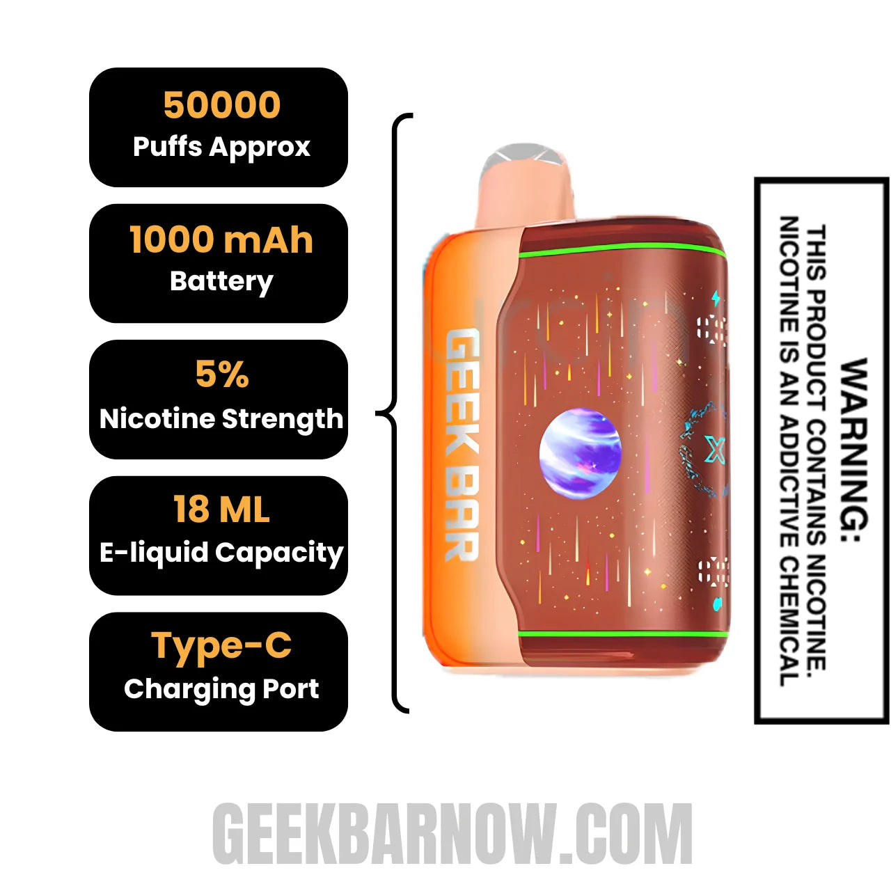 Sour Fcuking Fab Geek Bar Pulse X2 Disposable Vape Specifications