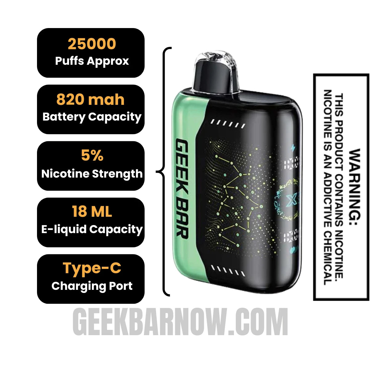 Sour Apple Ice Geek Bar Pulse X Vape Specifications