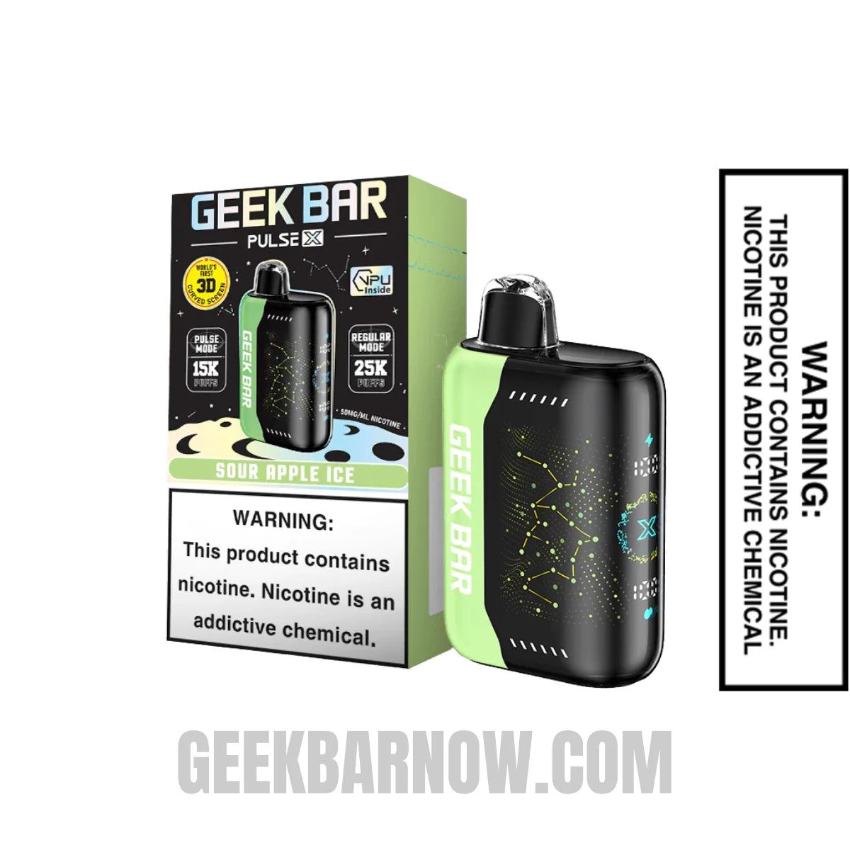 Sour Apple Ice Geek Bar Pulse X Vape With Package Box 