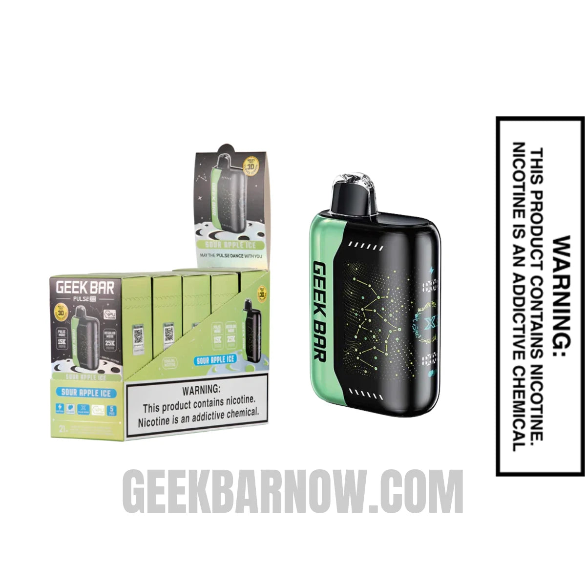 Sour Apple Ice Geek Bar Pulse X Vape with Bundle Pack