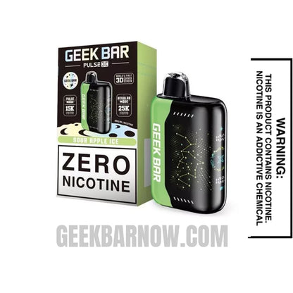 Sour Apple Ice Geek Bar Pulse X Zero Nicotine Vape With Package Box